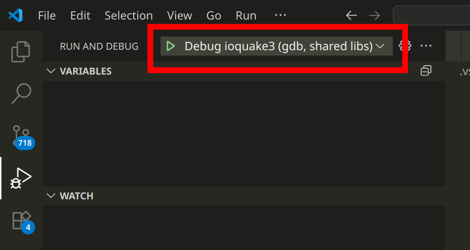 Selecting launch config in vscode
