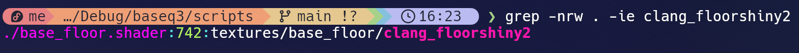 grepping for string clang_floorshiny2 inside scripts dir
